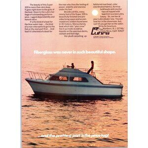 1971 Luhrs Super 320 Boat Yacht Vintage Print Ad Sunset Open Water Wall Art